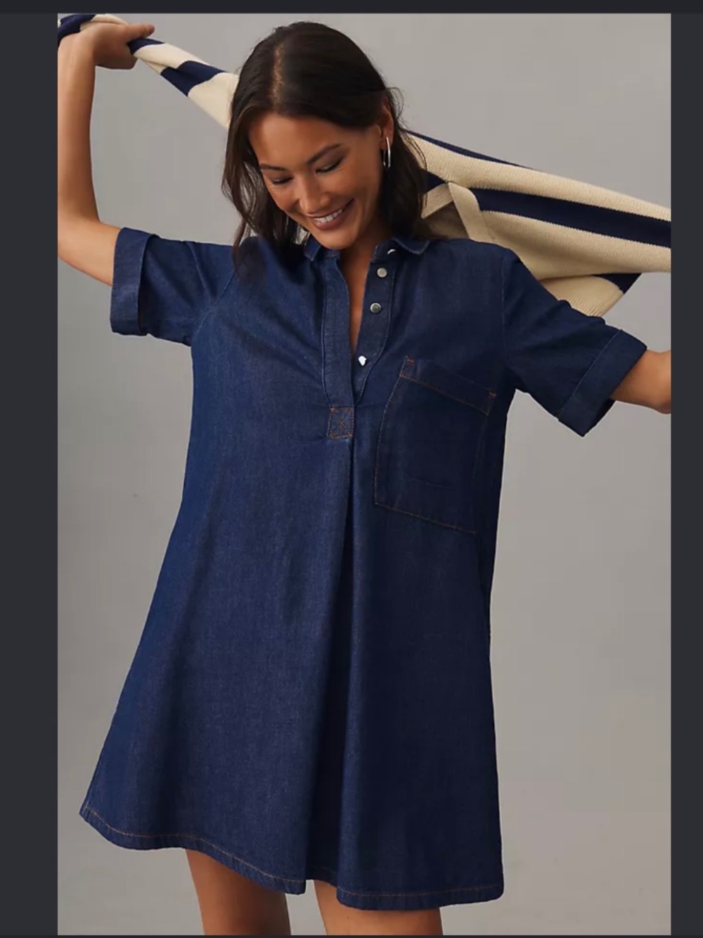 Pilcro by Anthropologie Denim Utility Shirt Mini Dress Size XL oversized